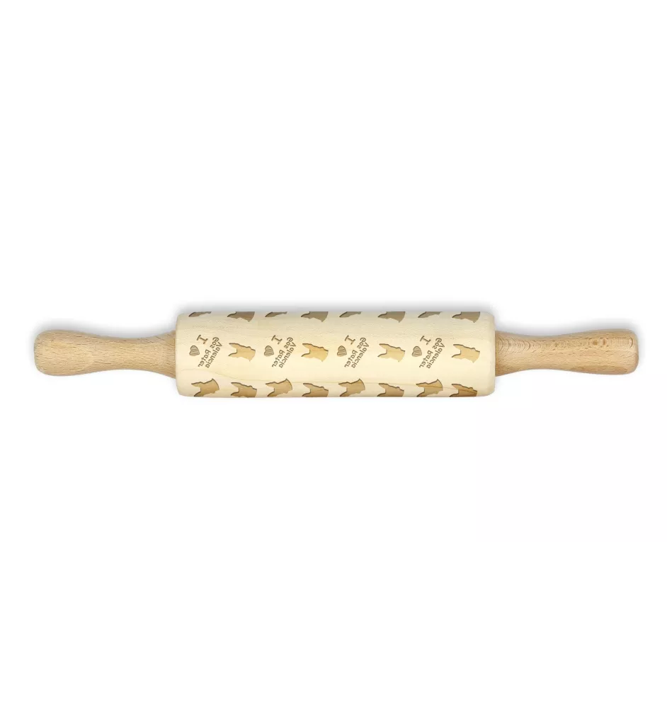 Valencian Terrier, Gos Rater Valencià, Ratonero Valenciano - small rolling pin with a dog pattern, a rolling pin for children's dough, decorating ceramic clay by Art-Dog brand