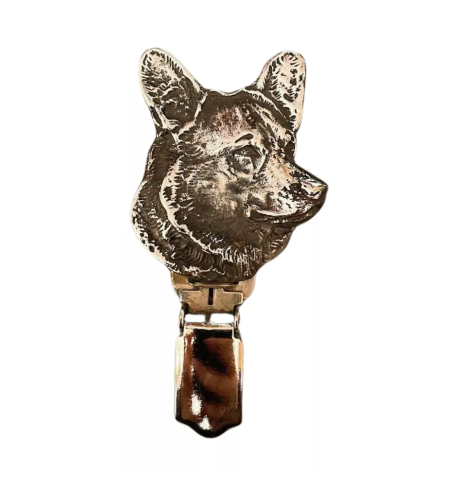 Welsh Corgi - broche avec pince, support pour numéro de départ, épingle argentée pour exposition de chiens de la marque Art-Dog