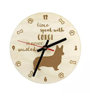Welsh Corgi zegar ze sklejki większy Art-Dog