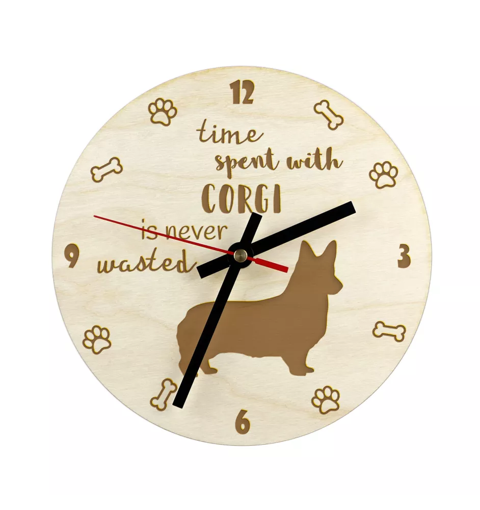 Welsh Corgi zegar ze sklejki większy Art-Dog