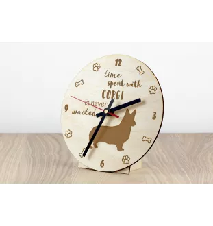 Welsh Corgi - clock with a dog, wooden clock, wall clock for dog lovers, clock for desk and shelf, Art-Dog