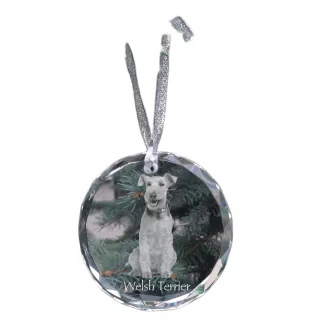 Welsh Terrier - Kristallkugel mit Foto, Hundebild im Kristall, personalisierter Christbaumschmuck von Art-Dog.