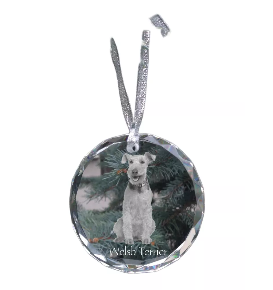Welsh Terrier, Terrier gallois - boule de Noël en cristal avec une photo, photo de chien dans le cristal, décoration personnalisée pour sapin de Noël de la marque Art-Dog