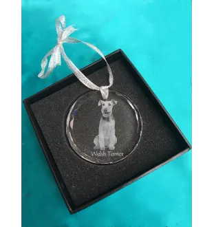 Welsh Terrier, Terrier gallois - boule de Noël en cristal avec une photo, photo de chien dans le cristal, décoration personnalisée pour sapin de Noël de la marque Art-Dog