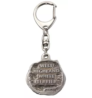West Highland White Terrier, Weißer Hochlandterrier, Westie - Versilberter Schlüsselanhänger mit Hund, Handtaschen-Dekoration, Rucksack-Anhänger der Marke Art-Dog