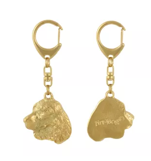 Welsh Springer Spaniel - Porte-clés doré avec chien dans boîte cadeau, décoration de sac à main, accessoire de luxe de la marque Art-Dog