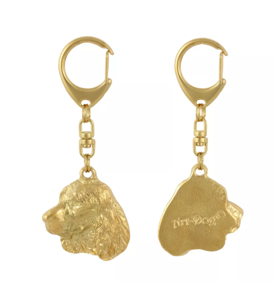 Welsh Springer Spaniel, Welsh Springer, Welsh Starter - Gilded key ring with dog in gift box, handbag decoration, luxury accessory by Art-Dog brand