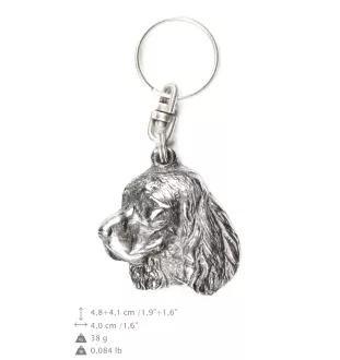 Welsh Springer Spaniel - Versilberter Anhänger mit einem Hund in einer dekorativen Box, Handtaschenschmuck, Rucksackanhänger der Marke Art-Dog