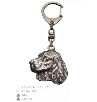 Welsh Springer Spaniel, Welsh Springer, Welsh Starter - Silver-plated key ring with a dog in a gift box, handbag decoration, backpack pendant by Art-Dog brand