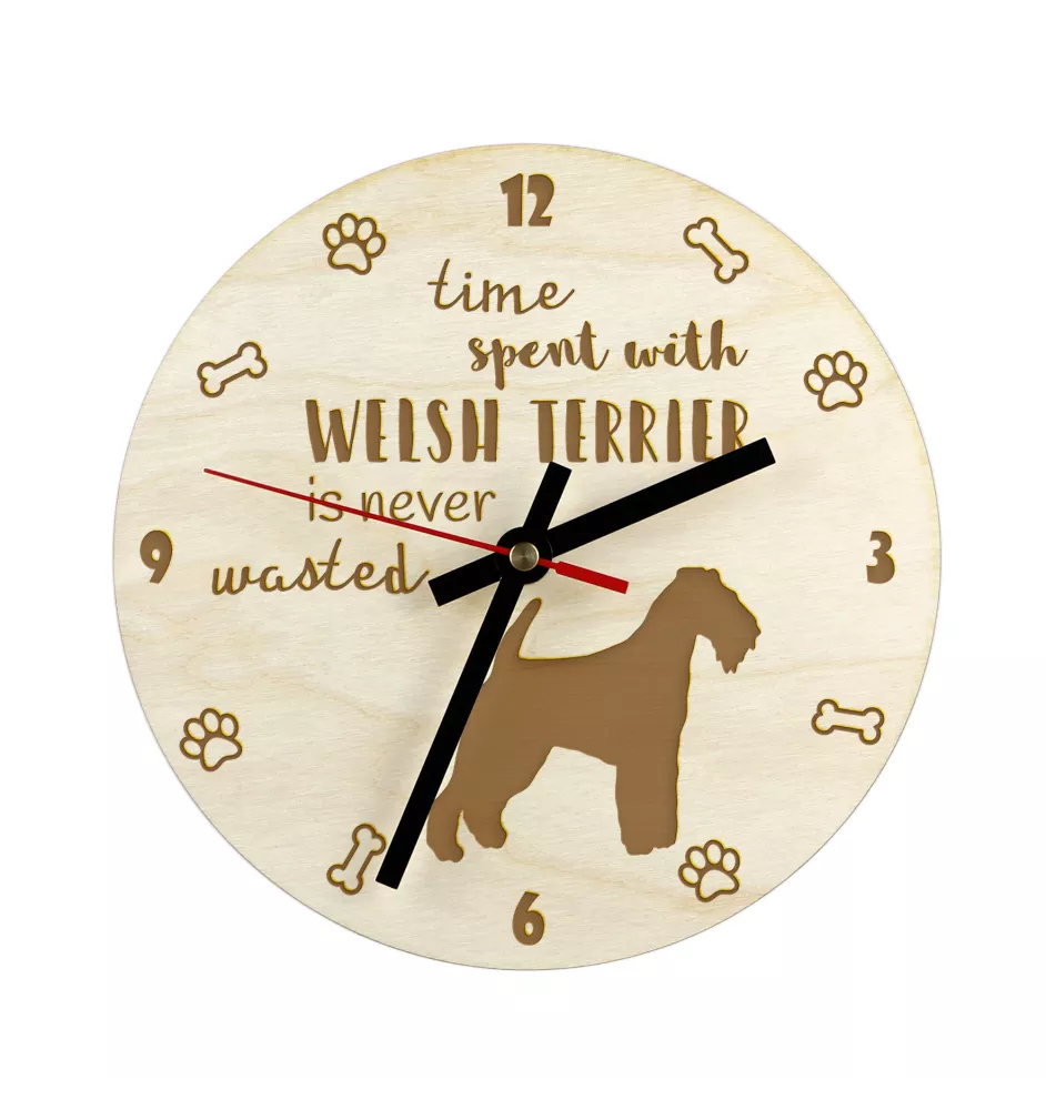 Welsh Terrier, Welshie, Daeargi Cymreig - clock with dog, wooden clock with engraving, personalised clock by Art-Dog