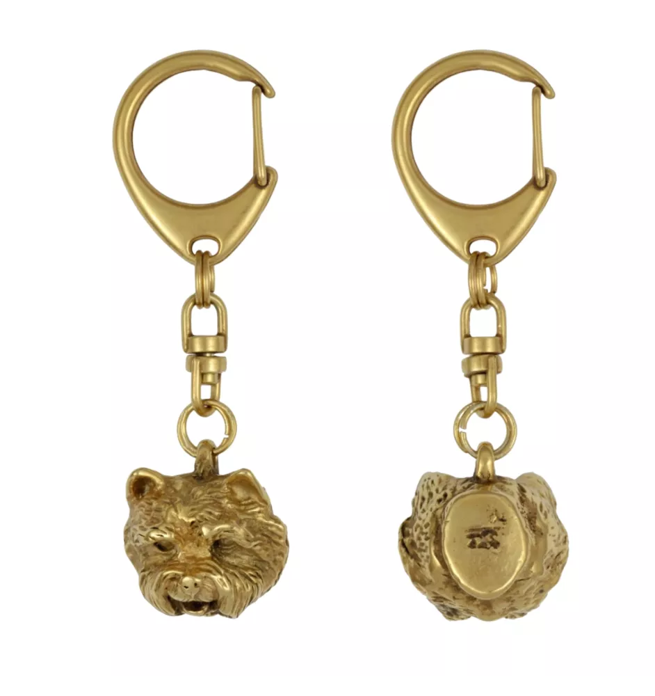 West Highland White Terrier, Weißer Hochlandterrier, Westie I - Vergoldeter Schlüsselanhänger mit Hund, Handtaschenschmuck, Luxus-Accessoire der Marke Art-Dog