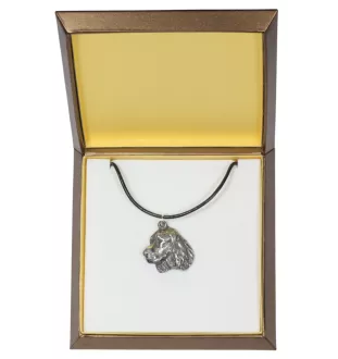 Welsh Springer Spaniel - Hundehalsband in Geschenkbox, versilbertes Medaillon für Hundefans, markanter Anhänger der Marke Art-Dog