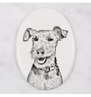 Welsh Terrier, Terrier gallois - une plaque commémorative avec une photo de chien, une plaque funéraire avec une impression, une plaque ovale personnalisée de la marque Art-Dog
