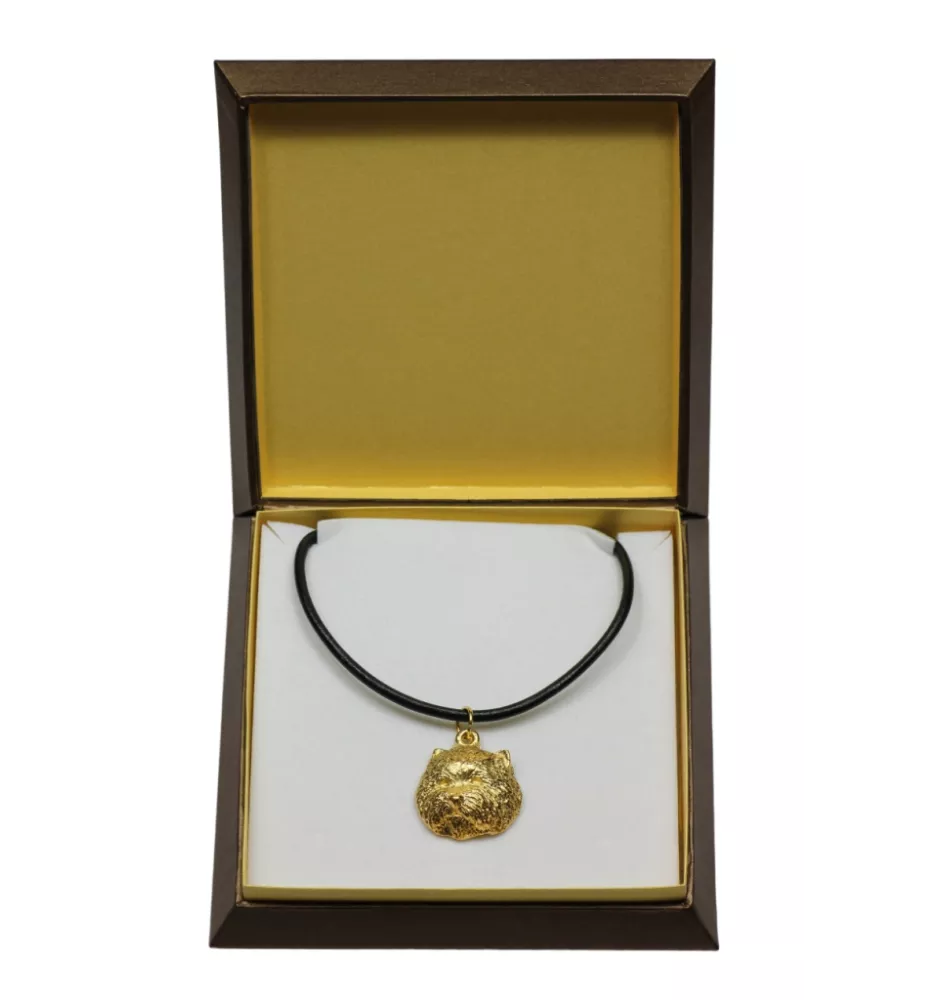 West Highland White Terrier, Weißer Hochlandterrier, Westie - Hundehalsband in Geschenkbox, vergoldeter Anhänger für Hundefans, auffälliger Schmuck von Art-Dog