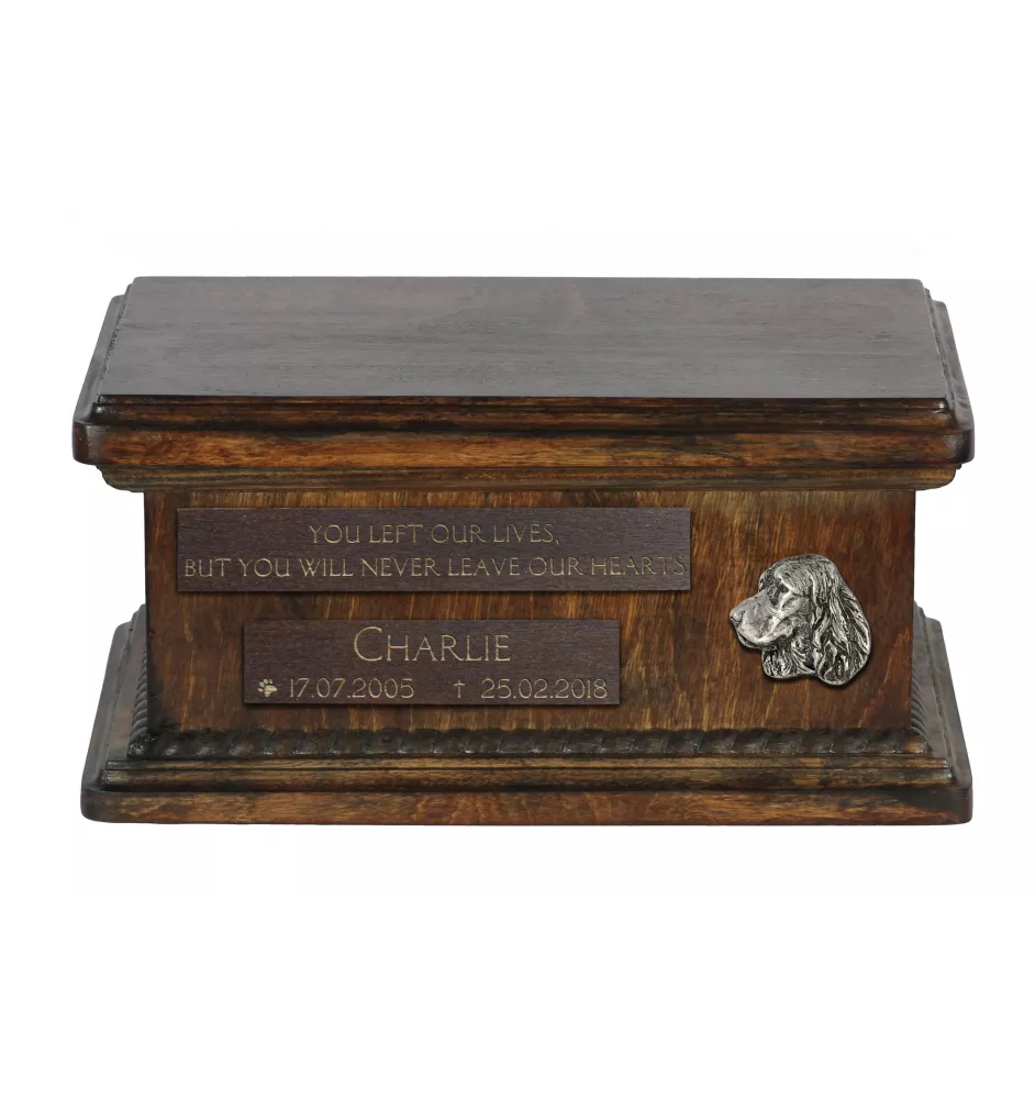 Welsh Springer Spaniel, Welsh Springer, Welsh Starter - wooden urn for dog ashes, personalized urn with engraving, small urn for dog ashes from the Art-Dog brand