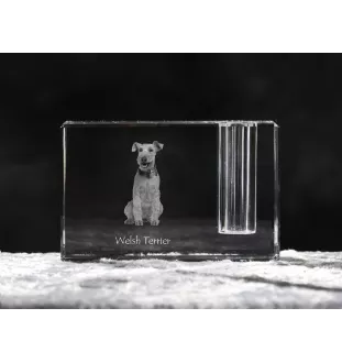 Welsh Terrier, Terrier gallois - Porte-stylos, organiseur en cristal avec photo de chien, décoration de bureau unique par la marque Art-Dog