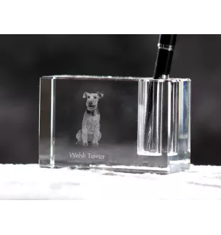 Welsh Terrier - Stifthalter, Kristallorganizer mit Hundefoto, einzigartige Schreibtischdekoration der Marke Art-Dog