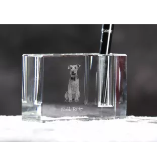 Welsh Terrier - Stifthalter, Kristallorganizer mit Hundefoto, einzigartige Schreibtischdekoration der Marke Art-Dog