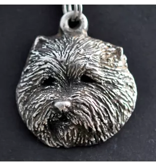 West Highland White Terrier, Weißer Hochlandterrier, Westie - Hundehalsband in Geschenkbox, versilbertes Medaillon für Hundefans, markanter Anhänger der Marke Art-Dog