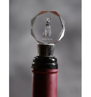 Welsh Terrier, Terrier gallois - Bouchon de bouteille, bouchon de vin en cristal avec photo, cadeau personnalisé pour barman par la marque Art-Dog