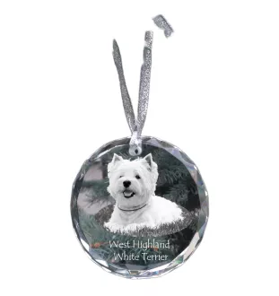 West Highland White Terrier, Westie - boule de Noël en cristal avec une photo, photo de chien dans le cristal, décoration personnalisée pour sapin de Noël de la marque Art-Dog