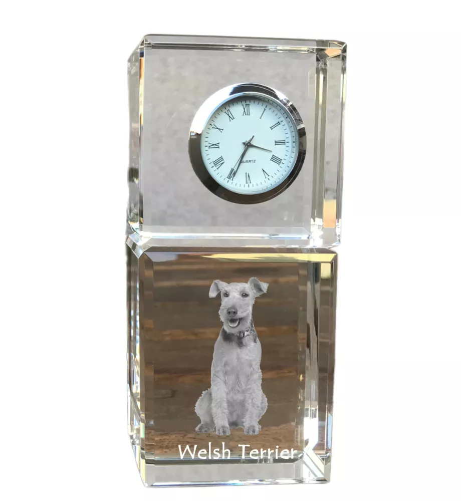 Terier walijski zegar kryształowy z psem Art-Dog