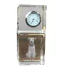 Welsh Terrier, Terrier gallois - montre en cristal avec photo, photo de chien dans un cristal, horloge de bureau personnalisée de la marque Art-Dog