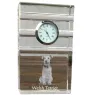 Welsh Terrier, Terrier gallois - une horloge en verre avec une photo, une photo de chien dans un cristal, une horloge de bureau personnalisée de la marque Art-Dog
