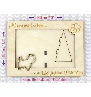 West Highland White Terrier, Westie, Westy - Photo frame, engraved wooden frame, a lovely gadget for the dog lover by Art-Dog