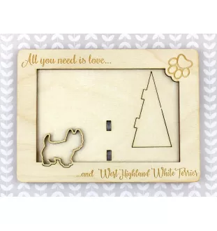 West Highland White Terrier, Westie, Westy - Photo frame, engraved wooden frame, a lovely gadget for the dog lover by Art-Dog
