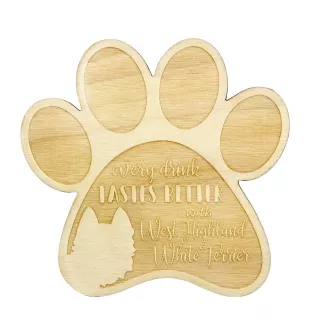 West Highland White Terrier podkładka pod kubek ze sklejki Art-Dog