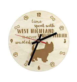 West Highland White Terrier, Westie, Westy - clock with dog, wooden clock with engraving, personalised clock by Art-Dog