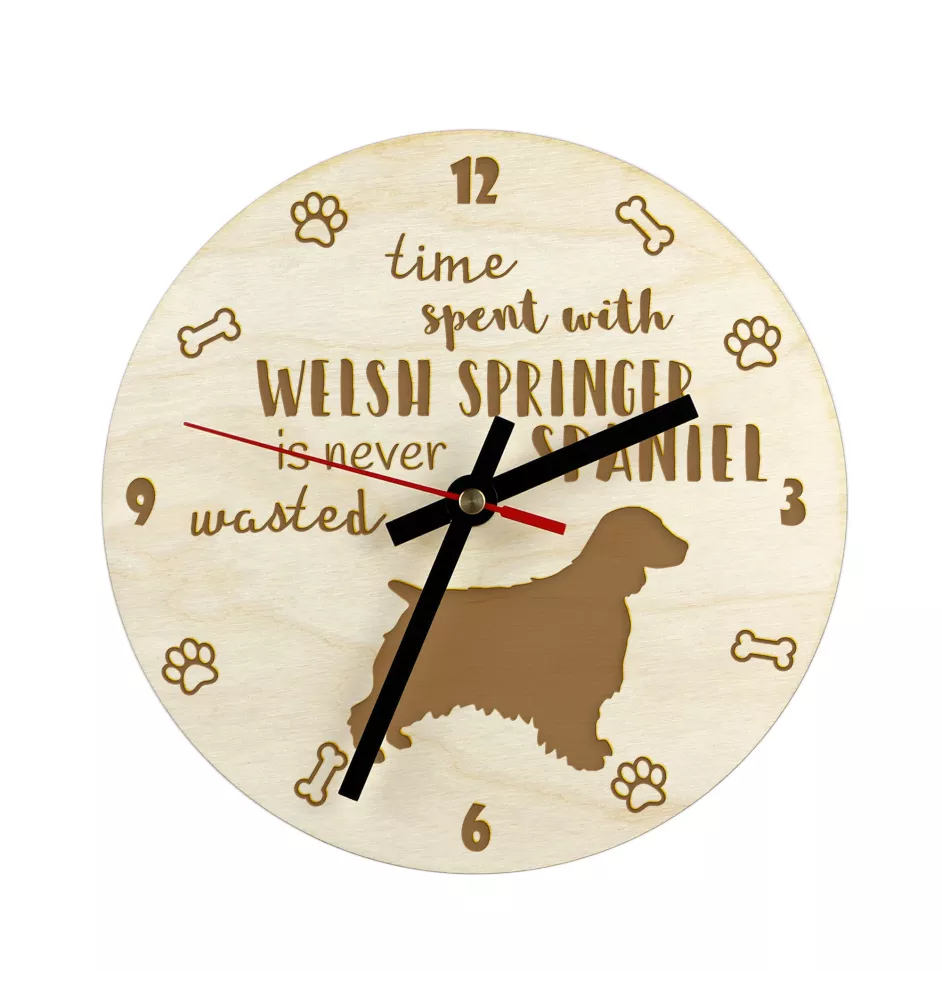 Welsh Springer Spaniel, Welsh Springer, Welsh Starter - clock with a dog, wooden clock, wall clock for dog lovers, clock for desk and shelf, Art-Dog