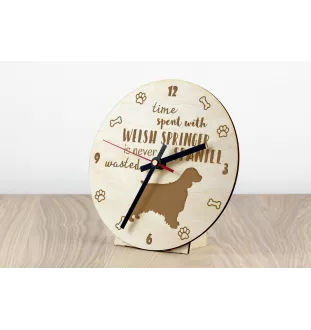 Welsh Springer Spaniel - Hundeuhr, Holzuhr, Wanduhr für Hundefreunde, Tisch- und Regaluhr, Art-Dog
