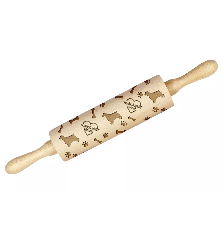 Welsh Springer Spaniel, Welsh Springer, Welsh Starter - rolling pin with a dog, decorating cookies with a rolling pin in patterns, a gift for the ceramicist of the Art-Dog brand