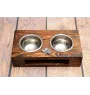 Welsh Springer Spaniel, Welsh Springer, Welsh Starter - wooden stand with bowls for a dog, steel dog bowls, a gift for adopting a dog from the Art-Dog brand