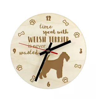 Welsh Terrier - Hundeuhr, Holzuhr, Wanduhr für Hundefreunde, Tisch- und Regaluhr, Art-Dog