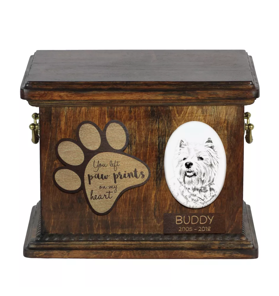 West Highland White Terrier urna z płytką ceramiczną Art-Dog