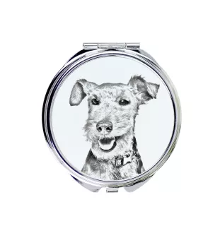 Welsh Terrier, Terrier gallois - miroir de poche avec chien, miroir personnalisé pour sac à main, miroir compact avec impression de la marque Art-Dog