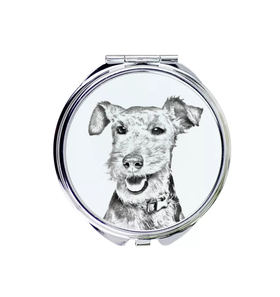 Welsh Terrier, Terrier gallois - miroir de poche avec chien, miroir personnalisé pour sac à main, miroir compact avec impression de la marque Art-Dog