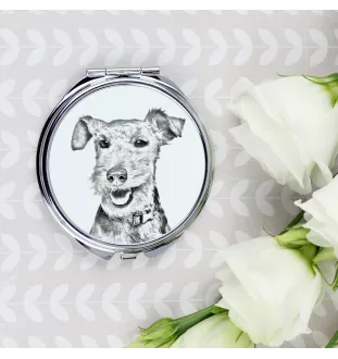 Welsh Terrier, Terrier gallois - miroir de poche avec chien, miroir personnalisé pour sac à main, miroir compact avec impression de la marque Art-Dog
