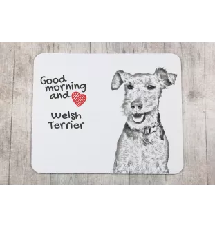 Welsh Terrier - Mauspad mit Druck, personalisiertes Mauspad mit Hund, einzigartiges Gadget für Büroangestellte von Art-Dog.