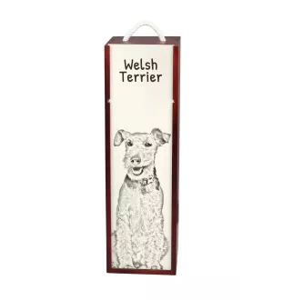 Welsh Terrier - Weinbox mit Hund, Alkoholbox mit Grafik, personalisierte Geschenkbox der Marke Art-Dog