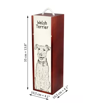 Welsh Terrier, Welshie, Daeargi Cymreig - wine box with a dog, alcohol box with graphics, personalized gift box from the Art-Dog brand