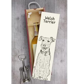 Welsh Terrier - Weinbox mit Hund, Alkoholbox mit Grafik, personalisierte Geschenkbox der Marke Art-Dog