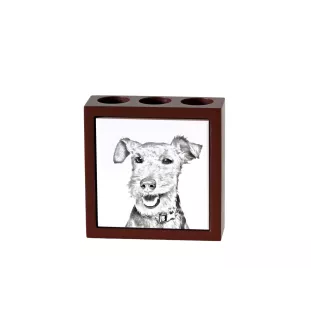 Welsh Terrier - Stifthalter mit Hund, Schreibtischorganizer mit Aufdruck, personalisierte Schreibtischdekoration der Marke Art-Dog