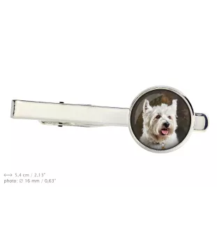West Highland White Terrier, Westie - pince à cravate dans une boîte, cravate élégante, bijoux personnalisés de la marque Art-Dog