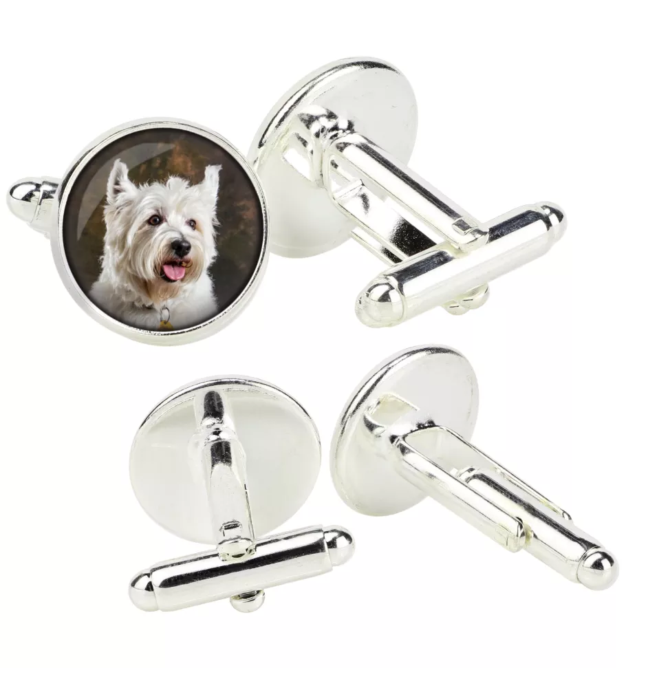 West Highland White Terrier, Westie - Boutons de manchette dans une boîte, bijoux faits à la main, produit de la marque Art-Dog