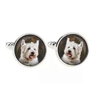 West Highland White Terrier, Weißer Hochlandterrier, Westie - Manschettenknöpfe in einer Schachtel, handgefertigter Schmuck, Produkt der Marke Art-Dog