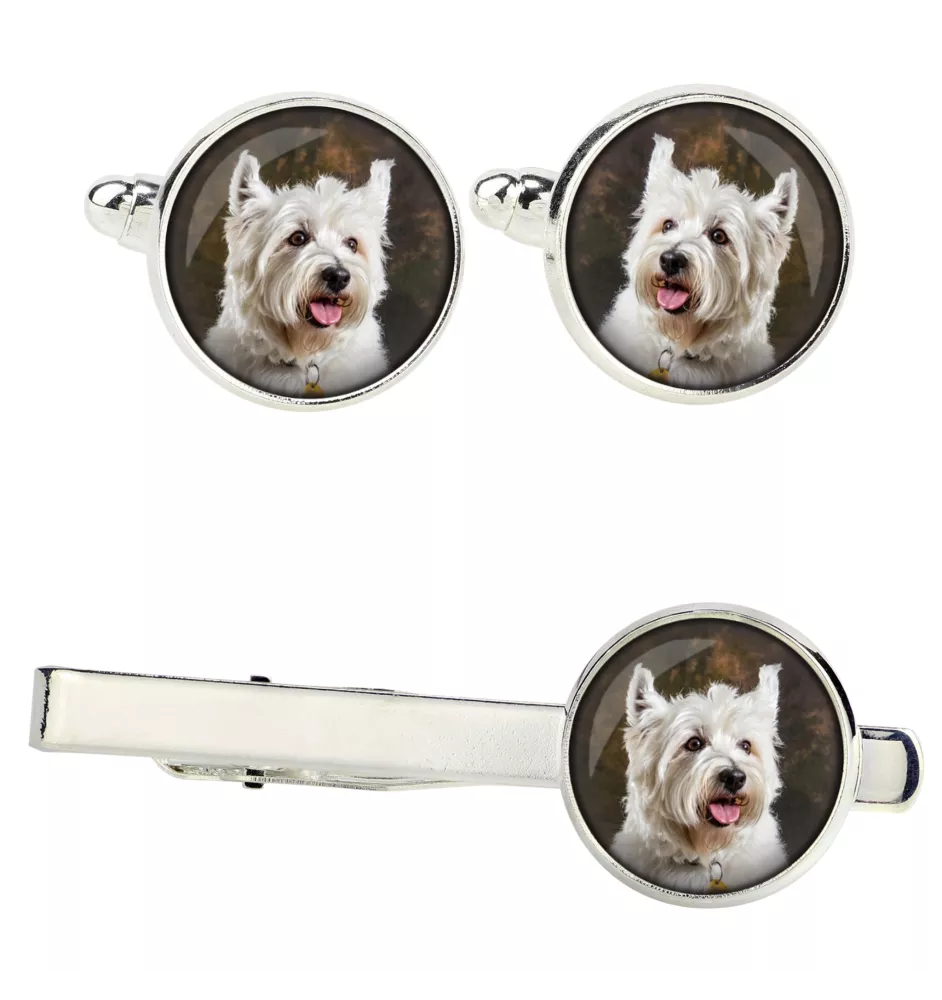 West Highland White Terrier, Westie - Boutons de manchette et cravate avec votre photo, accessoire de costume, bijoux pour hommes de la marque Art-Dog.